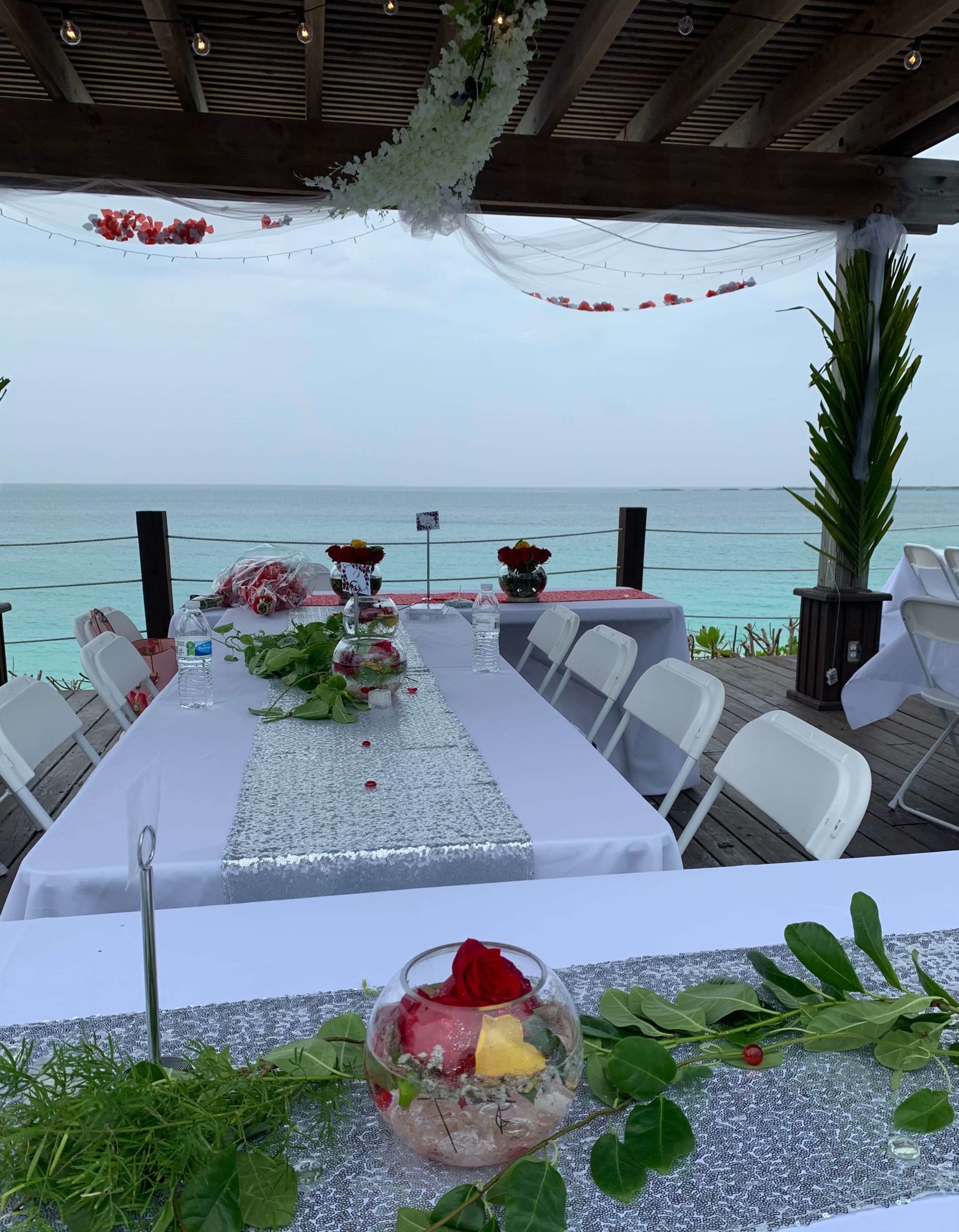 An image of a wedding set up at one of the best party venues in Nassau, Bahamas