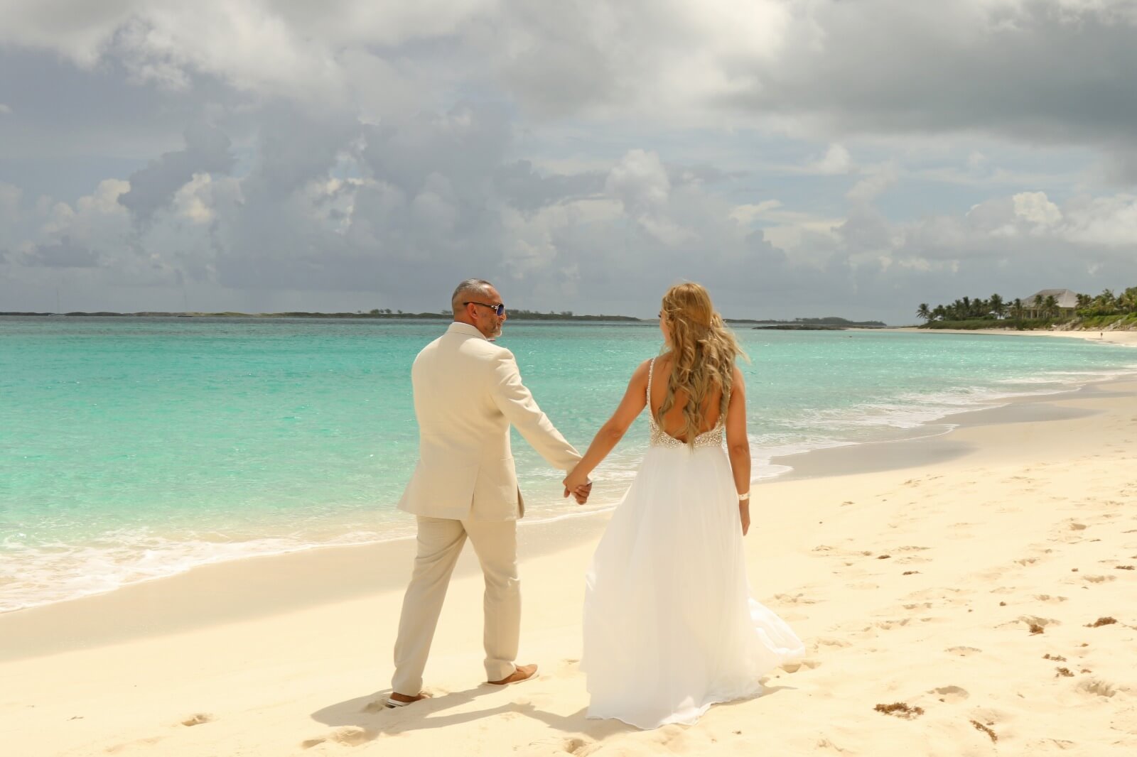 A photo of a couple celebrating their wedding at one of the top party venues in Nassau, Bahamas.