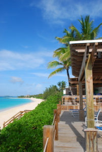 The view from a Paradise Island resort of a beach where you can search for Queen conch shells