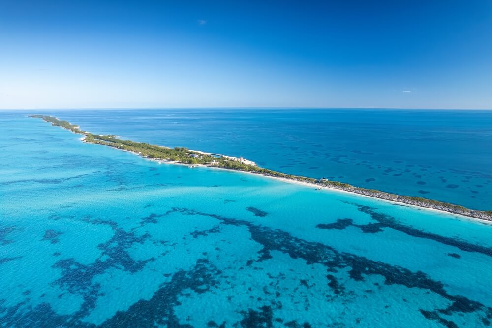 An aerial view of Rose Island, Bahamas.