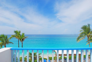 The view of one of the best beaches in Nassau, Bahamas from an oceanfront resort.