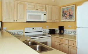 The kitchen of a Nassau villa to cook dinner in before heading out to live music bars.