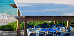 An overhead view of the restaurant at a Nassau, Bahamas, resort to dine at after horseback riding.