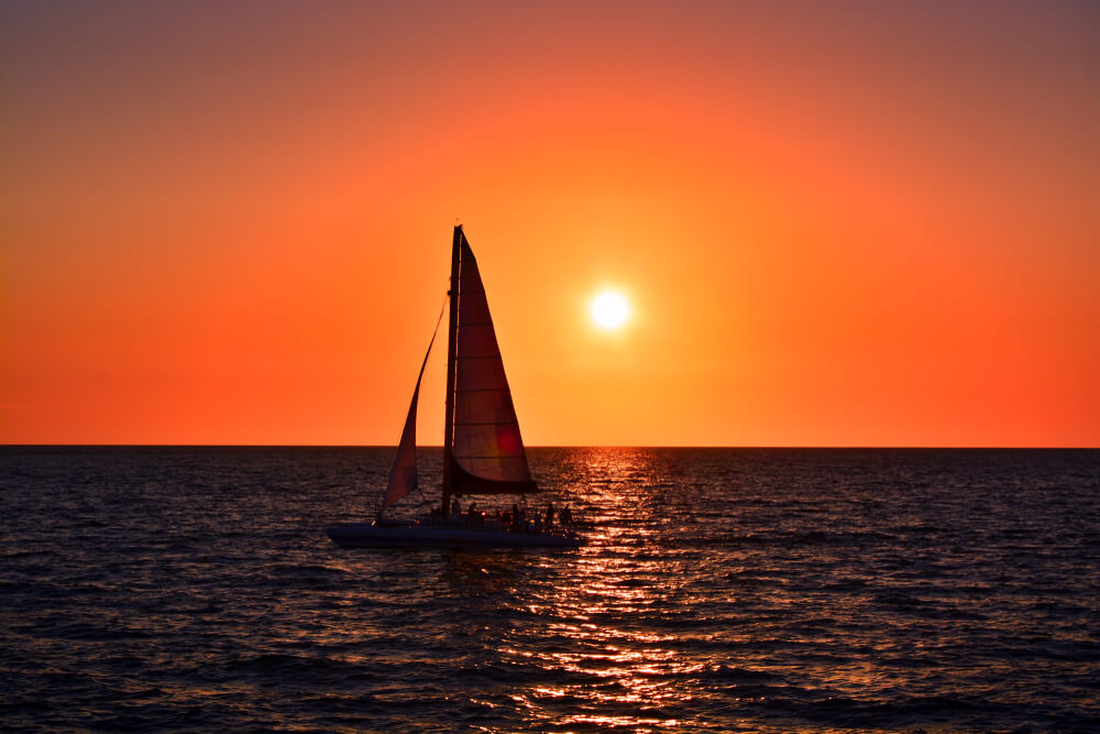 A Nassau cruise at sunset.