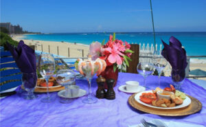 A table set for a meal at one of the top Paradise Island restaurants.